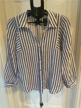 Rails Blue & White Vertical Stripe Shirt